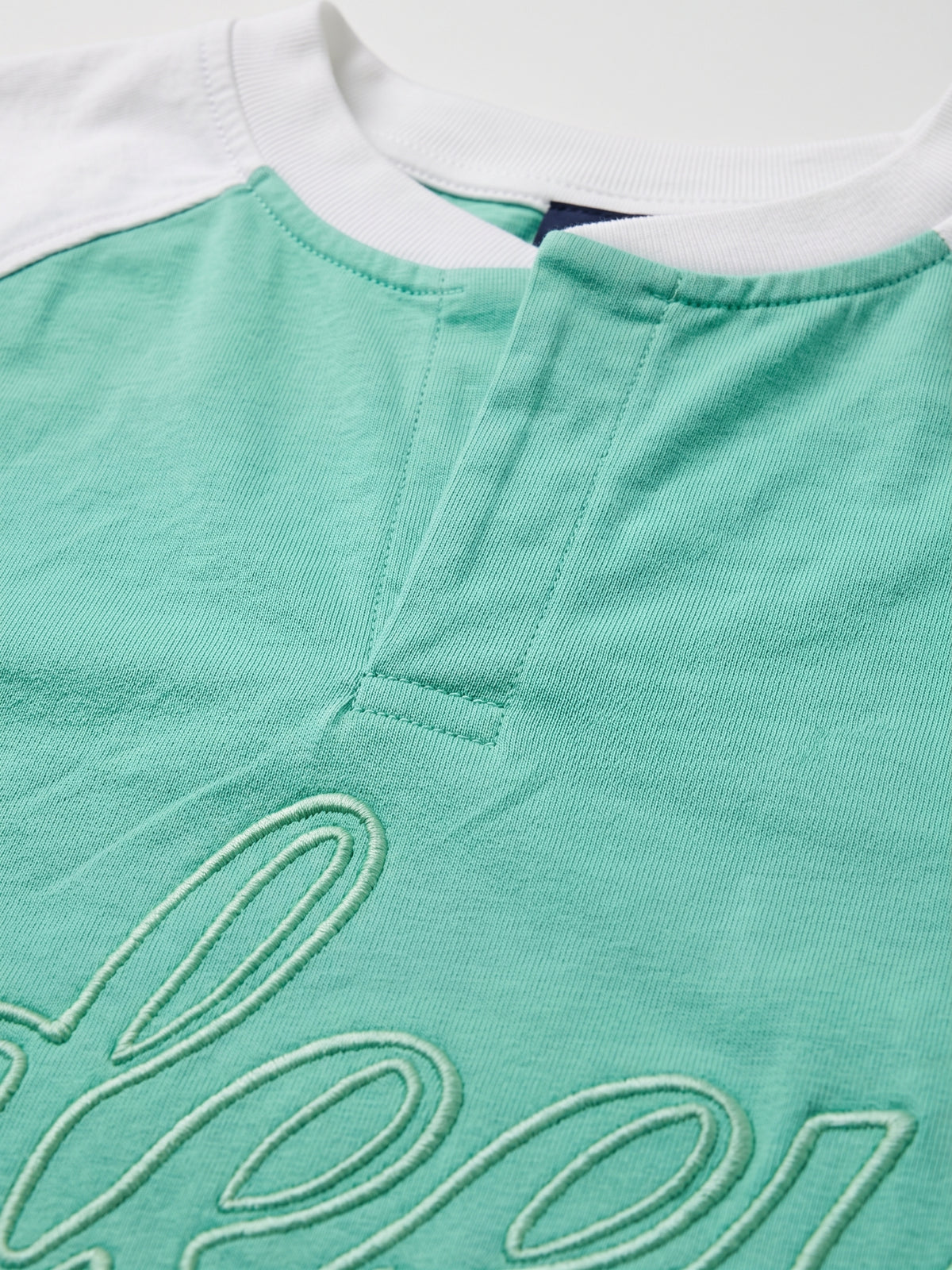 Henley T-Shirt In Aquagreen and White