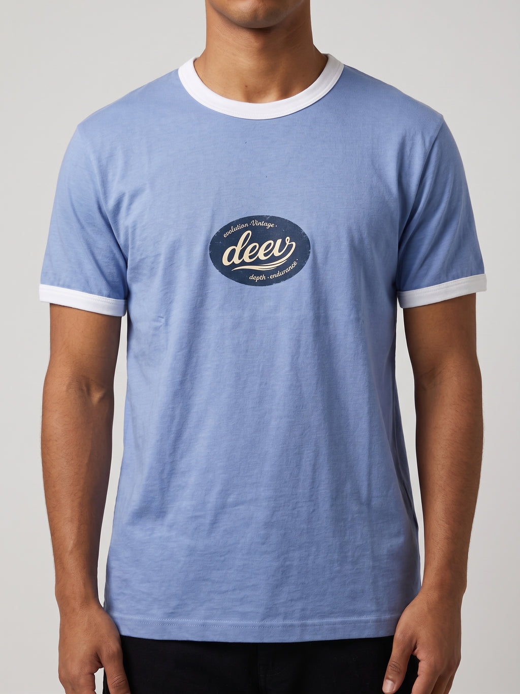 Ringer T-Shirt In Morning Blue