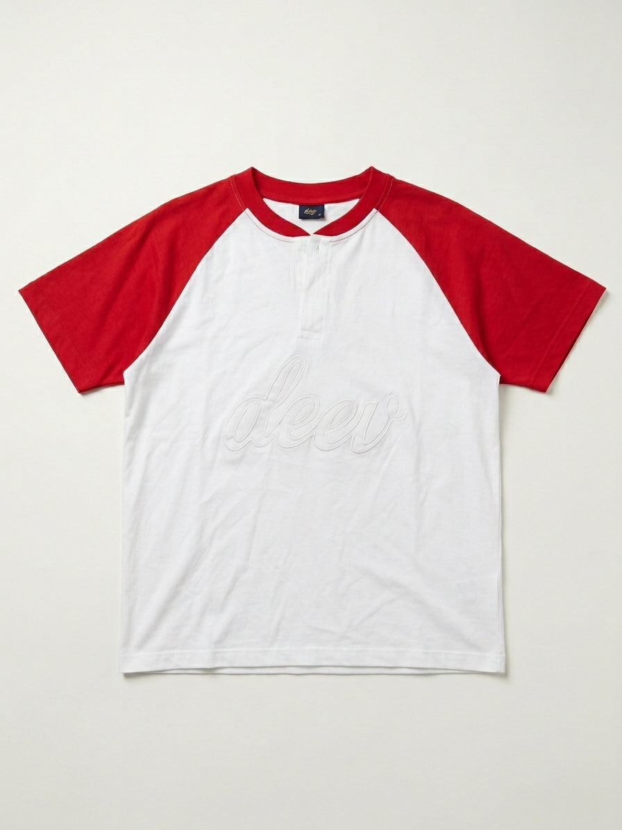 Henley T-Shirt In Red and White