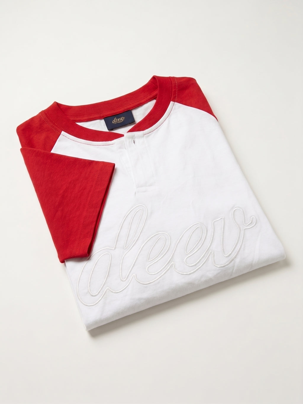 Henley T-Shirt In Red and White
