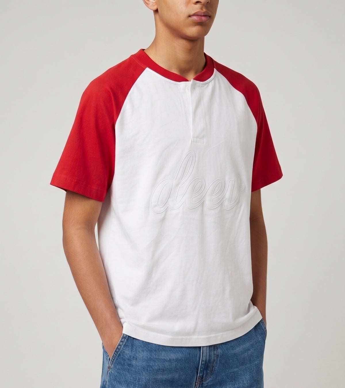 Henley T-Shirt In Red and White